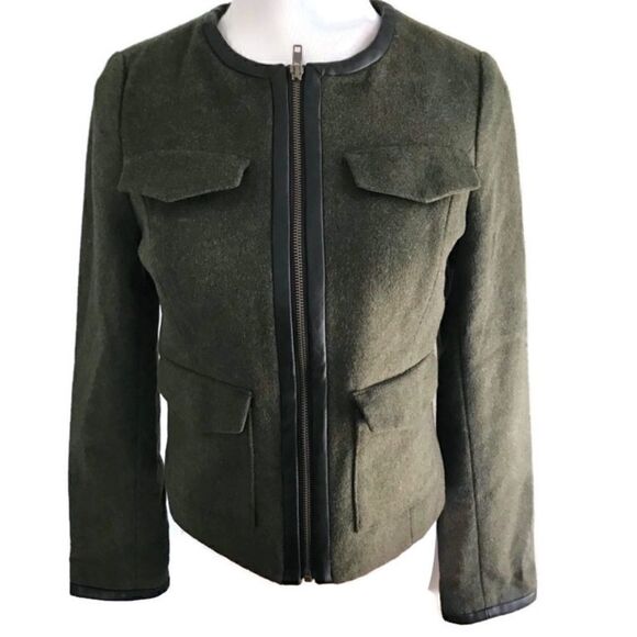 New! The Limited Zippered Jacket In Army Green Sz S - Picture 1 of 6